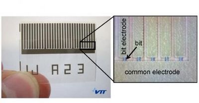 Созданы первые чипы памяти, печатаемые на рулонах бумаги при помощи струйного принтера