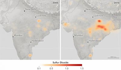 Выбросы диоксида серы упали в китае и выросли в индии